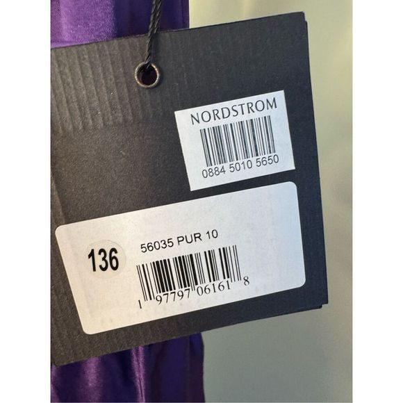 Mac Duggal NWT Ruched Top Satin Pleated Tea Length Dress in Purple Size 10 - Picture 7 of 8